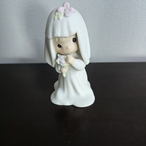 Precious Moment Ceramic Bride Figurine with Flowers